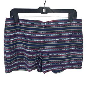 Jolt Women's Aztec Print Zip Pleated Back Dress Shorts Blue Multicolor Size 9